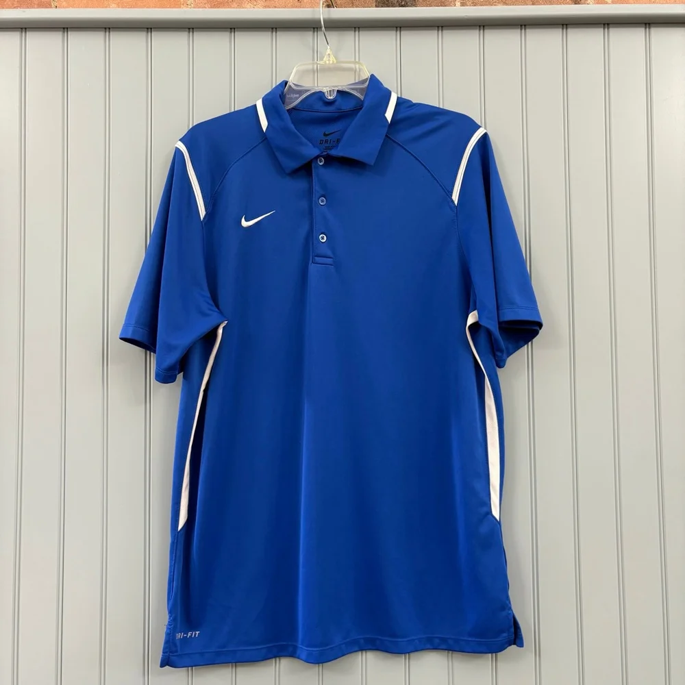 Men's Nike Blue & White Dri-FIT Polo Shirt M